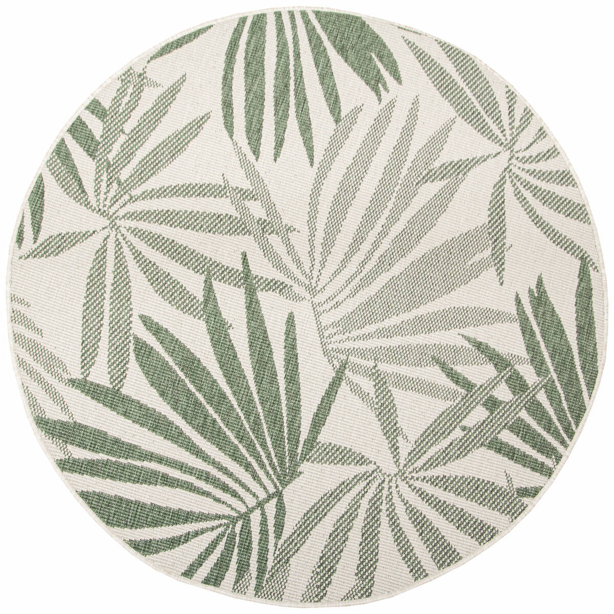 Šňůrkový oboustranný koberec Brussels 205771/10520 palmové listy, zelený / krémový kruh