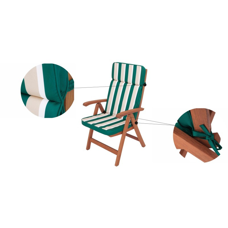 Polštář na zahradní židli ELIZA oxford, zelený / béžový