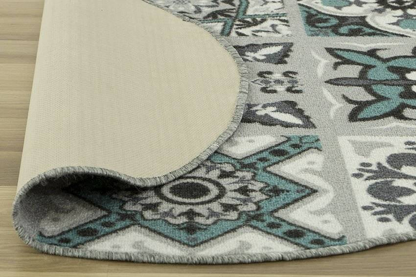 Protiskluzový koberec Patchwork tyrkysový