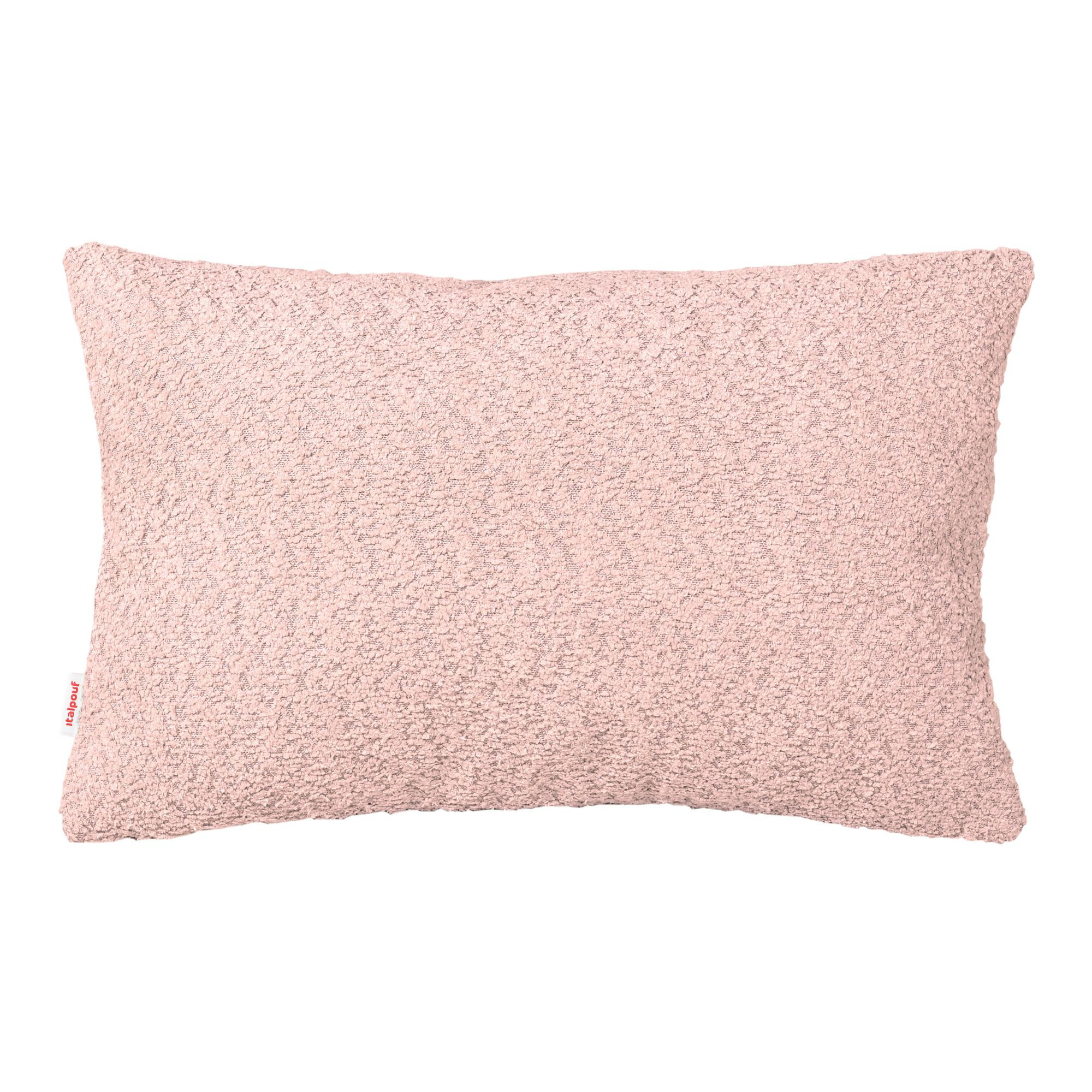 Obdélníkový polštář pudrově růžový bouclé
