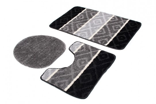 Sada koupelnových koberečků MULTI C5132 černý, šedý ROMBY