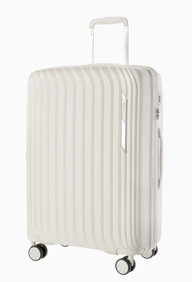 Střední bílý kufr Marbella s drážkami
