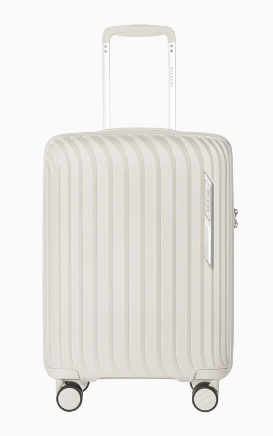 Bílý kabinový kufr Marbella s drážkami