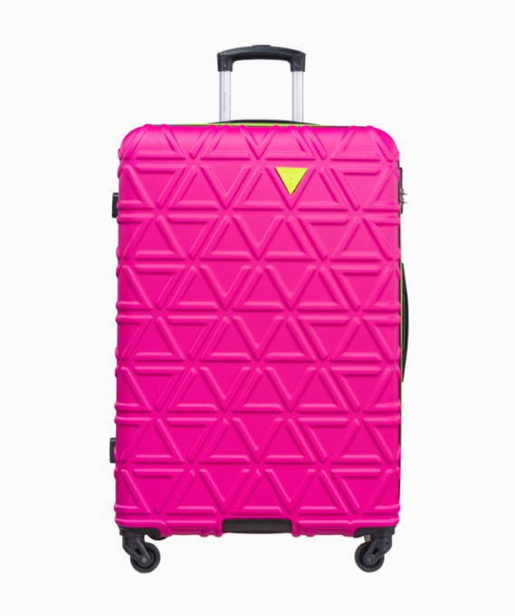 Velký růžový kufr California s kontrastním povrchem