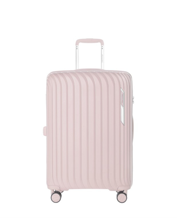 Střední růžový kufr Marbella s drážkami