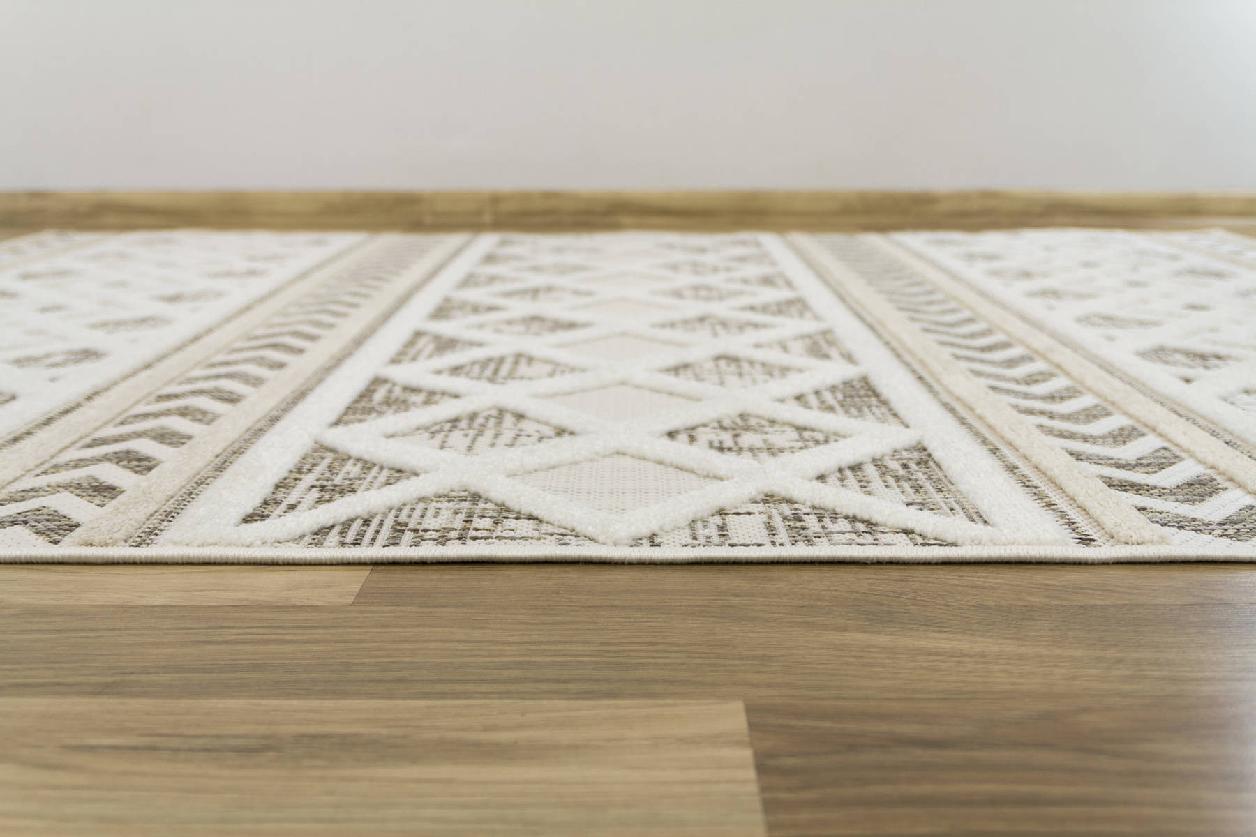 Šňůrkový koberec Stella D421A Romby Etno bílý / béžový / krémový