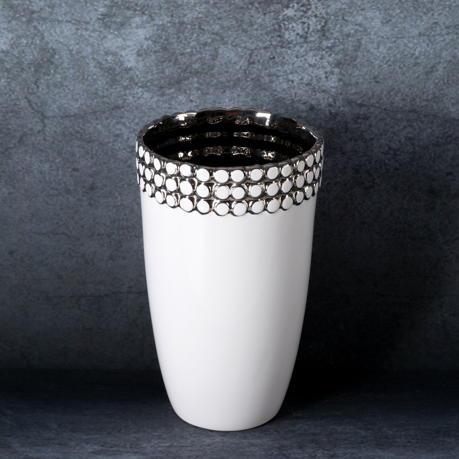 Váza ELORA 01 bílá / stříbrná