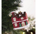 Vianočná ozdoba EVI RED červený domček 802220