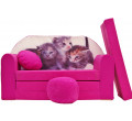 Dětská pohovka růžová kočky