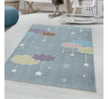 Dětský koberec Lucky vícebarevné obláčky - šedý