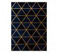Koberec EMERALD exkluzivní 1020 glamour, styl marmur, trojúhelníky granátový / zlatý