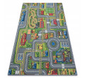Detský koberec REBEL ROADS City life 97 Mesto, protišmykový - sivý