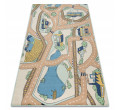 Dětský koberec REBEL ROADS Playtime 32 Město protiskluzový - béžový / zelený