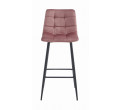 Set dvou barových židlí ARCETO sametové růžové (černé nohy) 2 ks