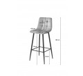 Set čtyř barových židlí ARCETO sametové stříbrné (černé nohy) 4 ks