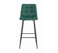 Barová židle ARCETO sametová tmavě zelená (černé nohy)