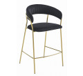 Barová židle BADIA sametová černá (zlaté nohy)
