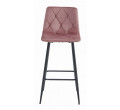 Barová židle NADO sametová růžová (černé nohy)