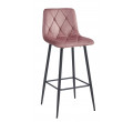 Set dvou barových židlí NADO sametové růžové (černé nohy) 2 ks
