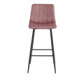 Barová židle POZZA sametová růžová (černé nohy)