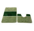 Sada koupelnových koberečků COMO zelená / krémová, pruhy