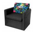 Polštář na ratanovou židli NEL R3 černý/barevné listí