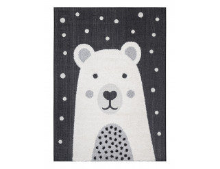 Dětský koberec KAYRA POLAR medvídek, šedý / bílý