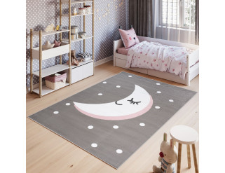 Detský koberec PINKY DF02A Mesiac sivý