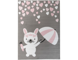 Detský koberec PINKY Q161A Cute Bunny sivý