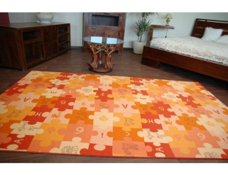 Detský koberec PUZZLE oranžový - Výpredaj