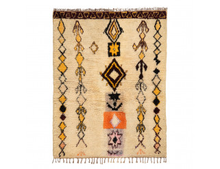 Ručně tkaný vlněný koberec BERBER BJ1005 Boujaad berber Boho, béžový / žlutý
