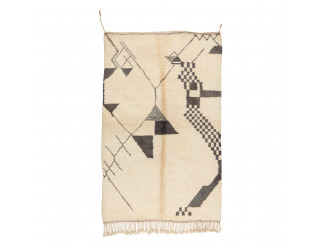 Ručne tkaný vlnený koberec BERBER MR1801 Beni Mrirt berber Boho, béžový / sivý