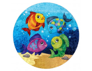 Dětský koberec JUNIOR 51594.801 rybky, kruh modrý