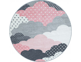 Detský koberec Bambi mraky ružový kruh  