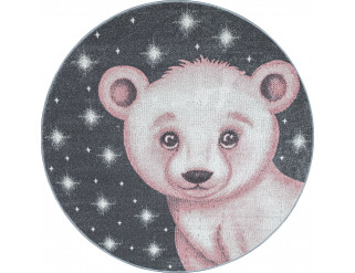 Dětský koberec Bambi medvěd kruh růžový