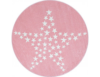 Dětský koberec Bambi hvězdička růžový, kruh