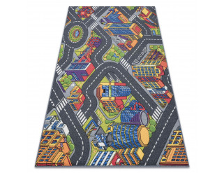 Detský koberec REBEL ROADS Urban life 97 Metropolis, ulice protišmykový - sivý