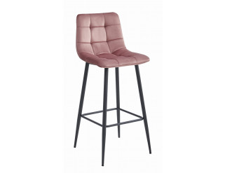 Set troch barových stoličiek ARCETO zamatové ružové (čierne nohy) 3 ks