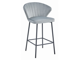 Set čtyř barových židlí GATTA sametové stříbrné (černé nohy) 4 ks