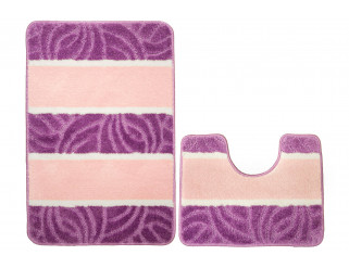 Sada koupelnových koberečků MURCIA růžová / fialová, listí