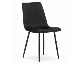 Set tří jídelních židlí TURIN samet černá (černé nohy) (3ks)
