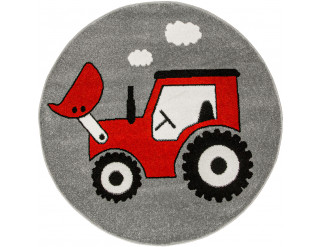 Koberec Lima G753A traktor, červený / šedý kruh
