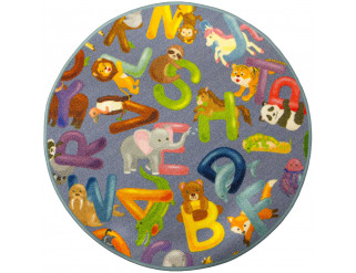 Dětský koberec Alfabet 19 šedý kruh