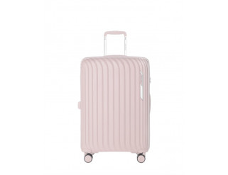 Střední růžový kufr Marbella s drážkami