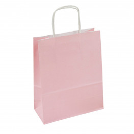 Papírová EKO taška 180x80x225mm kroucené ucho růžová pastel100 ks