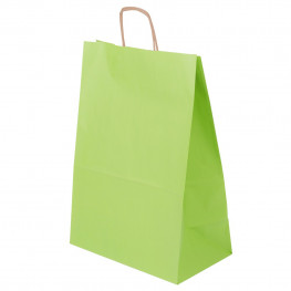 Papírová EKO taška 305x170x425mm kroucené ucho světle zelená 100 ks