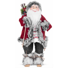 MagicHome Dekorácia Santa na lyžiach 45cm