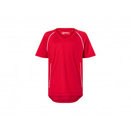 Detské športové tričko s logom klubu - červeno/biele