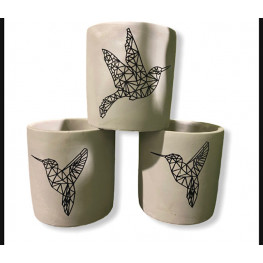 Ceramic pot Origami Kolibri black 9 cm