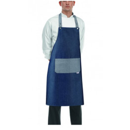 Kuchařská zástěra EGOchef ROCK ke krku s kapsou Jeans 70x90 cm